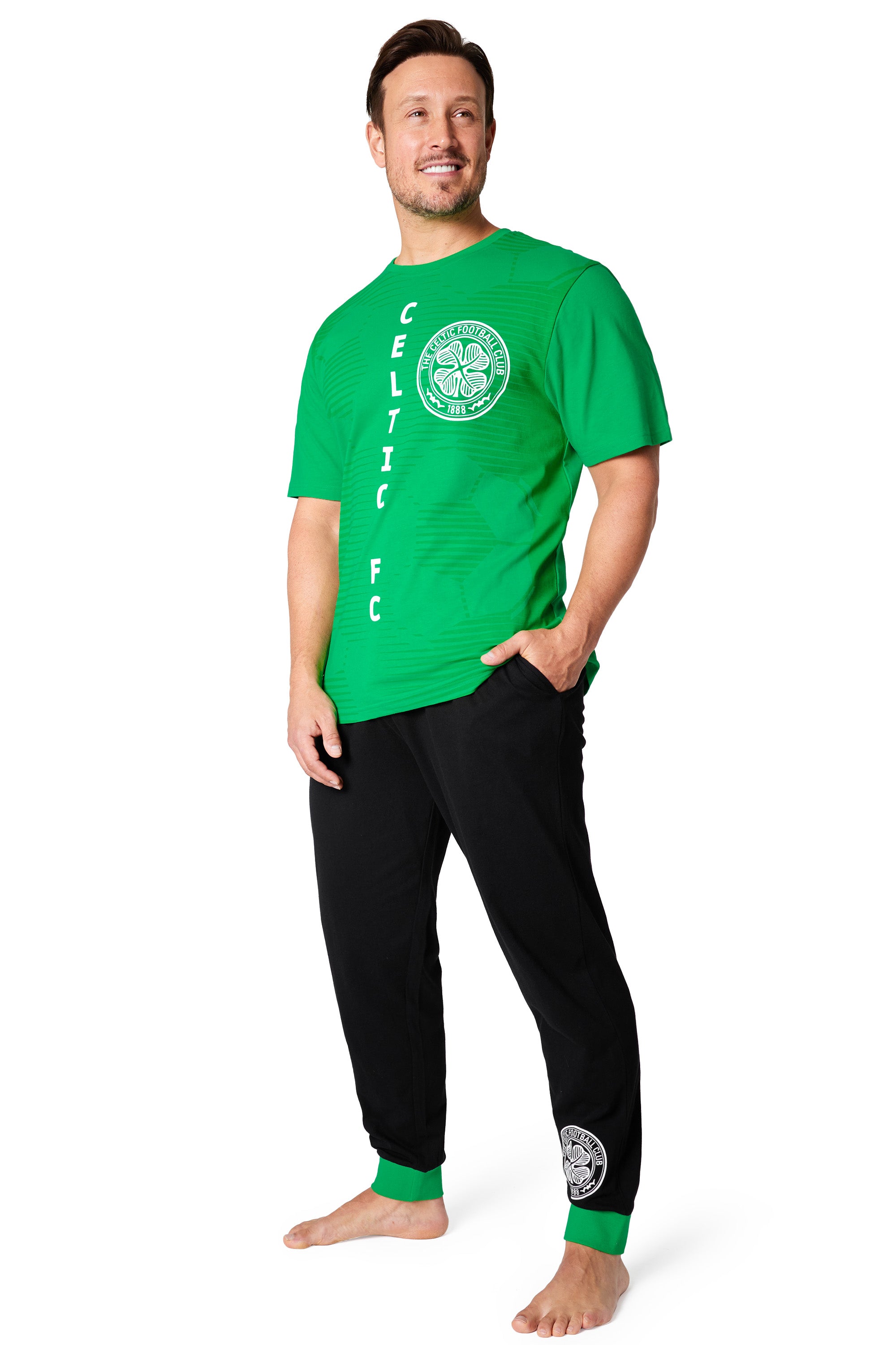 Celtic FC Mens Pyjamas Set - GREEN & BLACK - Get Trend