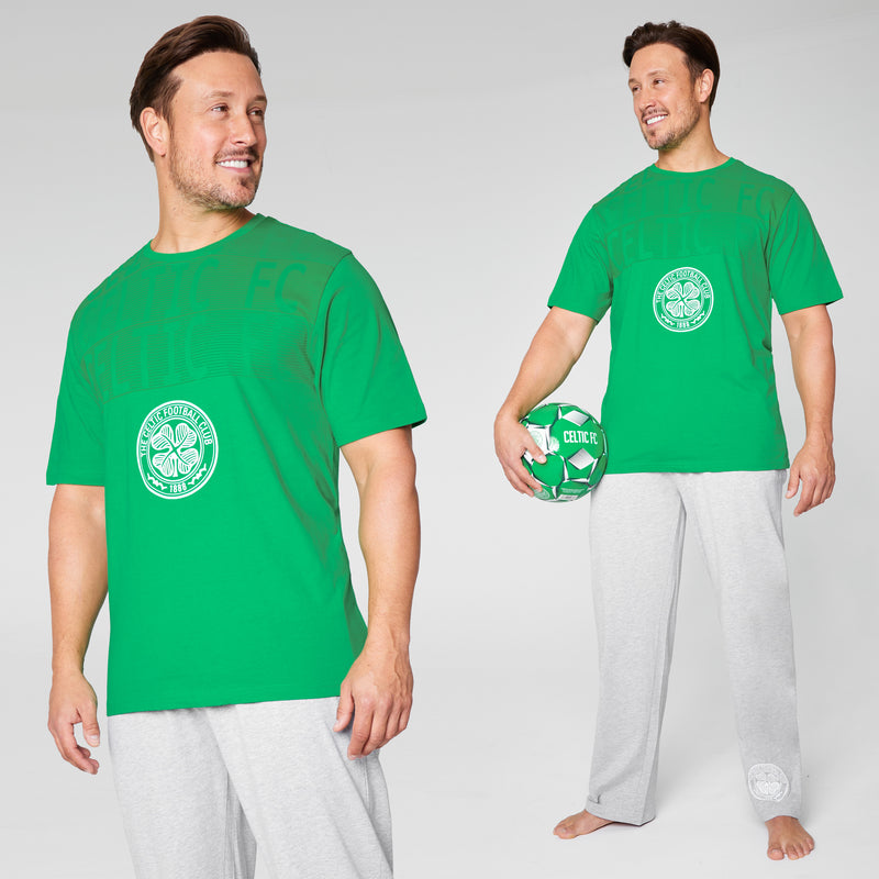Celtic FC Mens Pyjamas Set - GREEN & GRAY