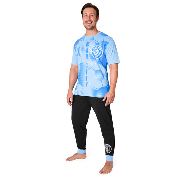 Manchester City FC Mens Pyjamas Set - Blue & Black - Get Trend