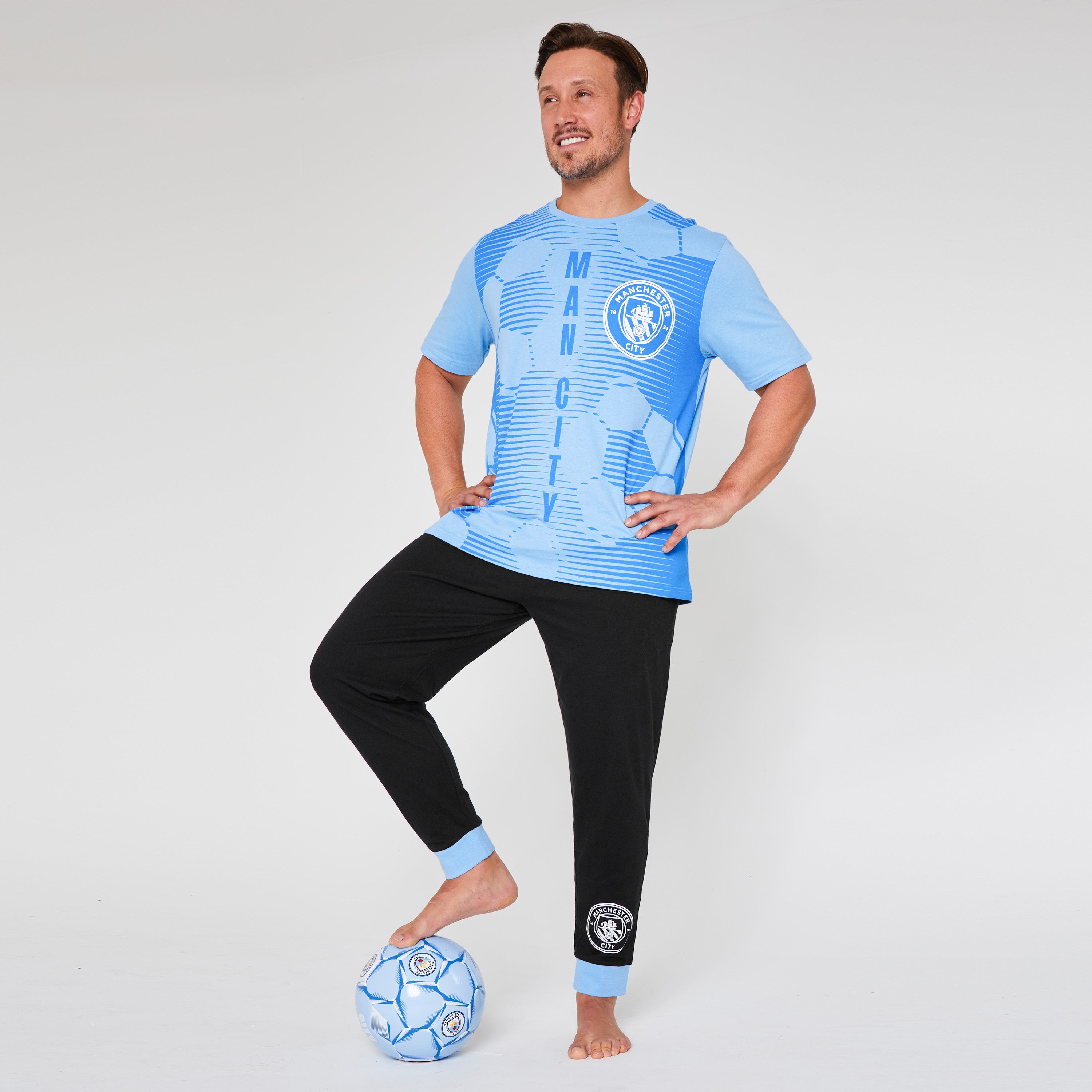 Manchester City FC Mens Pyjamas Set - Blue & Black - Get Trend