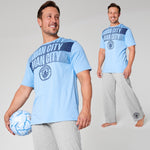 Manchester City FC Mens Pyjamas Set - Blue & Grey - Get Trend