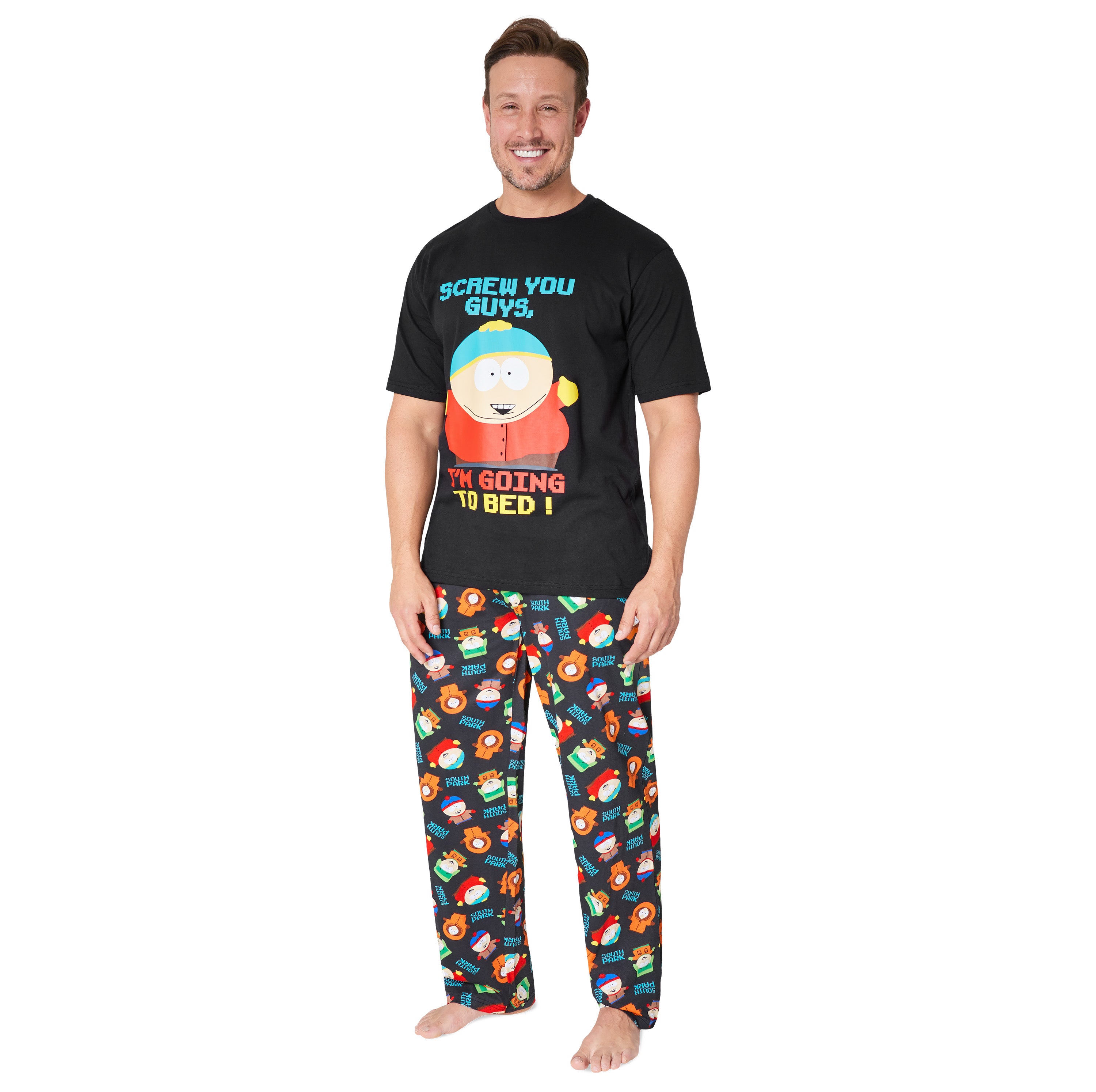 South Park Mens Pyjamas Set, T-Shirt & Long Bottoms PJs Set for Men - Get Trend