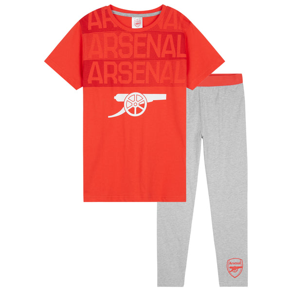 Arsenal F.C. Boys Pyjamas Set - Nightwear PJs for Kids - RED & GREY