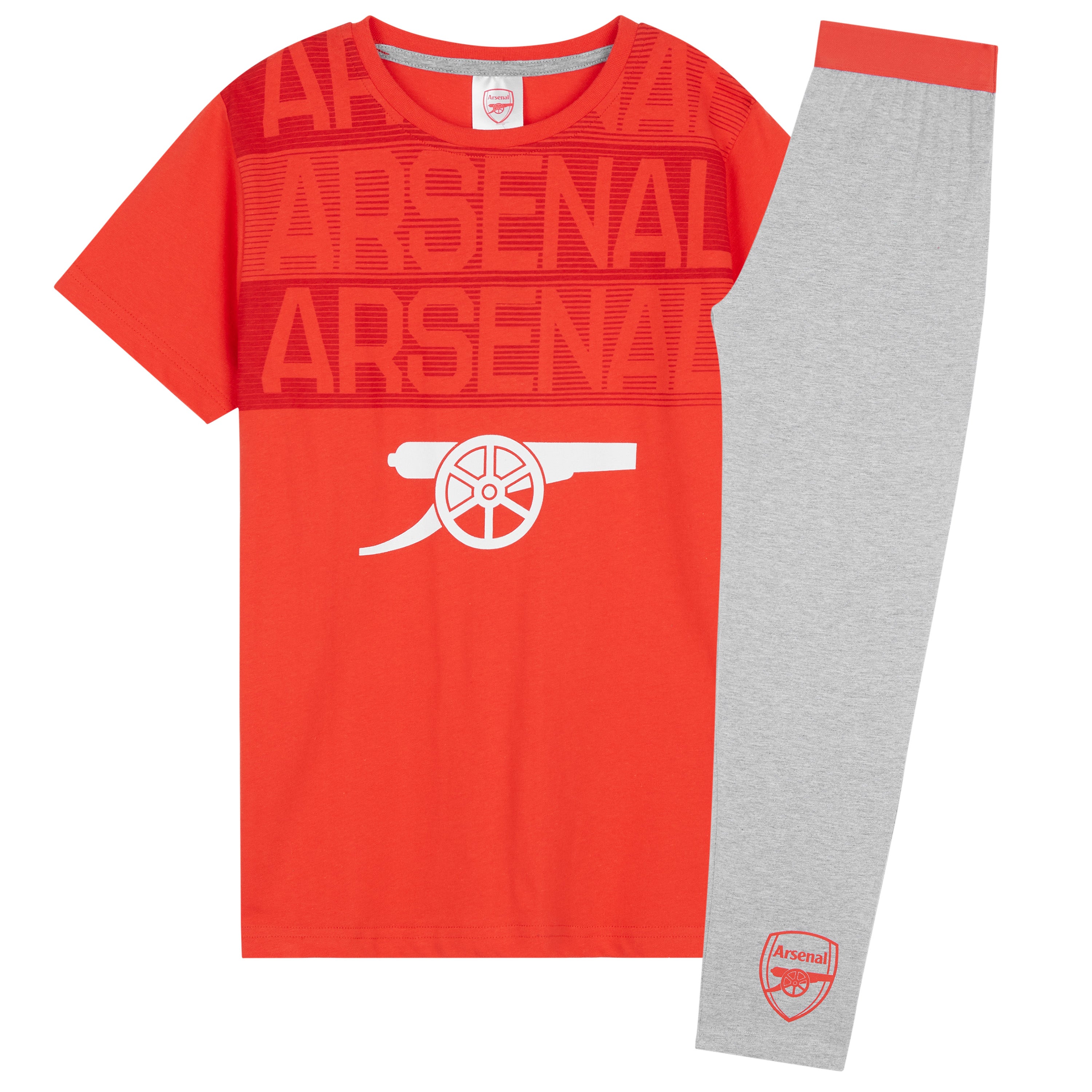 Arsenal F.C. Boys Pyjamas Set - Nightwear PJs for Kids - RED & GREY - Get Trend