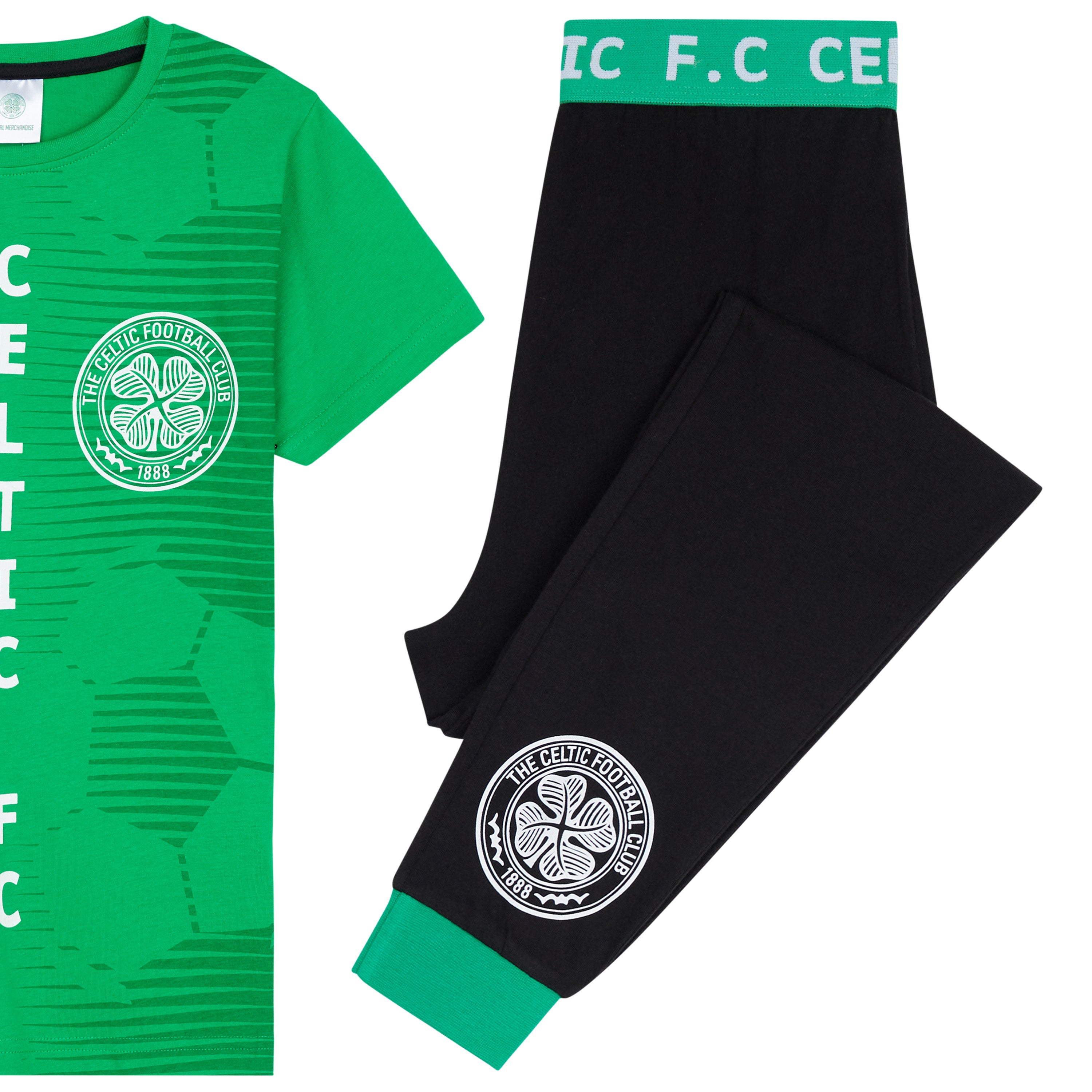 Celtic FC Boys Pyjamas Set - GREEN & BLACK - Get Trend