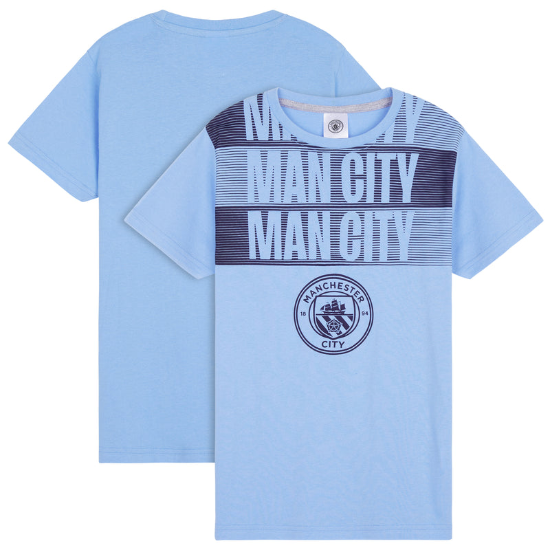 Manchester City FC Boys Pyjamas Set - Nightwear PJs for Kids -  Blue & Grey