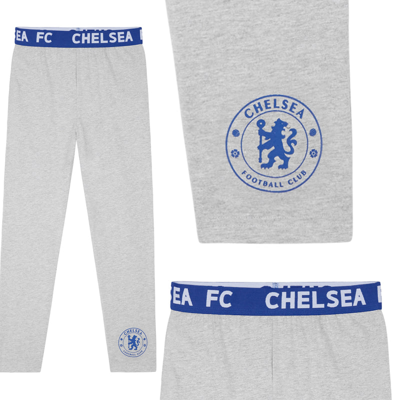 Chelsea F.C. Boys Pyjamas Set,  Nightwear Set for Kids - Blue & Grey