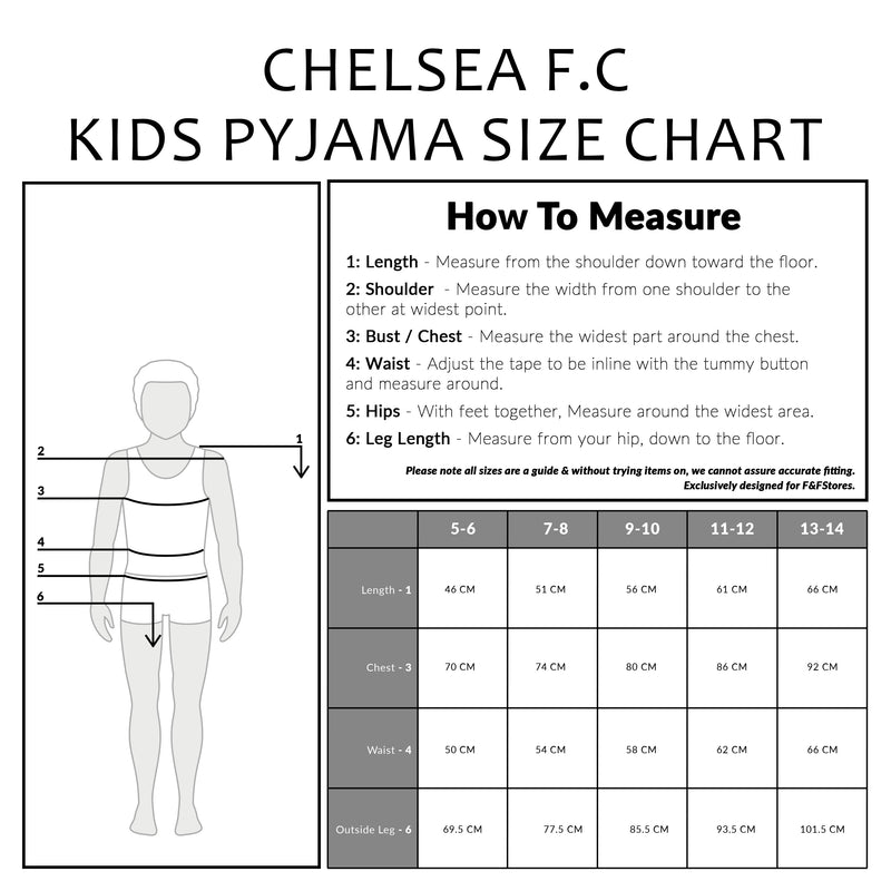 Chelsea F.C. Boys Pyjamas Set,  Nightwear Set for Kids - Blue & Grey