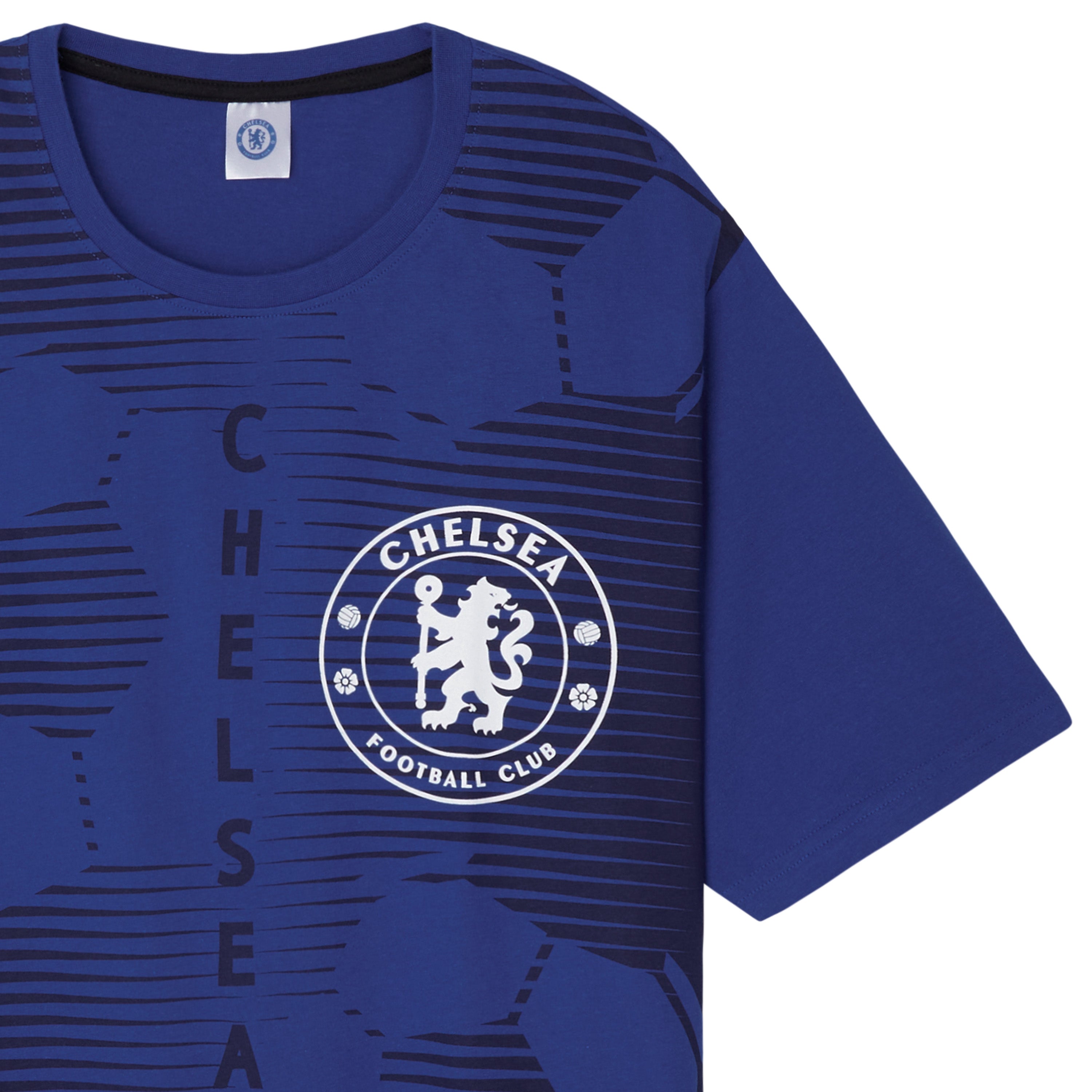 Chelsea F.C. Mens Pyjamas Set - T-Shirt and Long Bottoms - Blue & Black - Get Trend