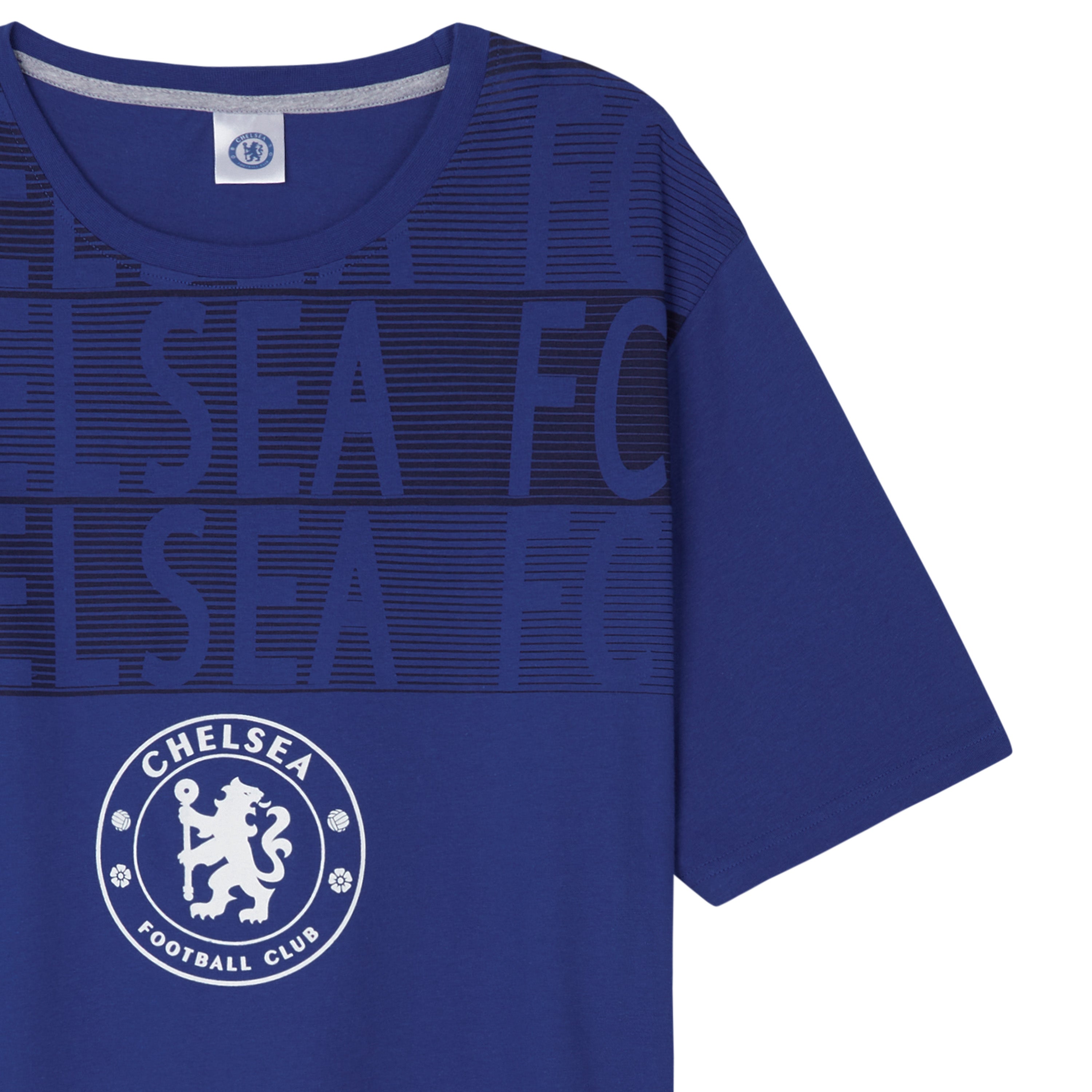 Chelsea F.C. Mens Pyjamas Set - T-Shirt and Long Bottoms - Blue & Grey - Get Trend