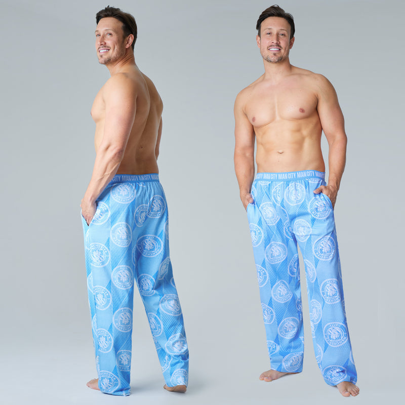Manchester City FC Mens Pyjama Bottoms - Light Blue