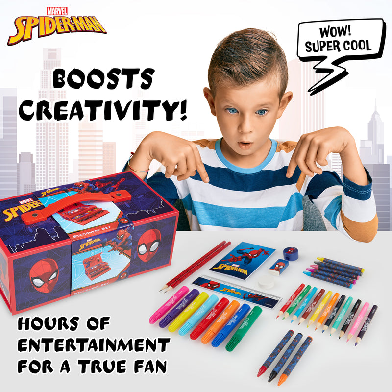 Marvel Spiderman Art Sets for Kids with Crayons, Markers & Colouring Pencils - Get Trend
