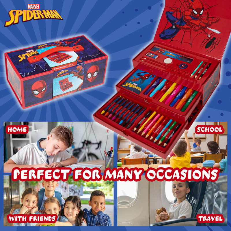 Marvel Spiderman Art Sets for Kids with Crayons, Markers & Colouring Pencils - Get Trend