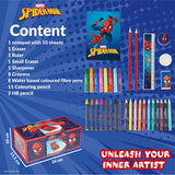Marvel Spiderman Art Set for Kids Art Supplies Paints Colouring Pens Colouring Pencils Crayons Carry Case Arts and Crafts (Red) - Get Trend