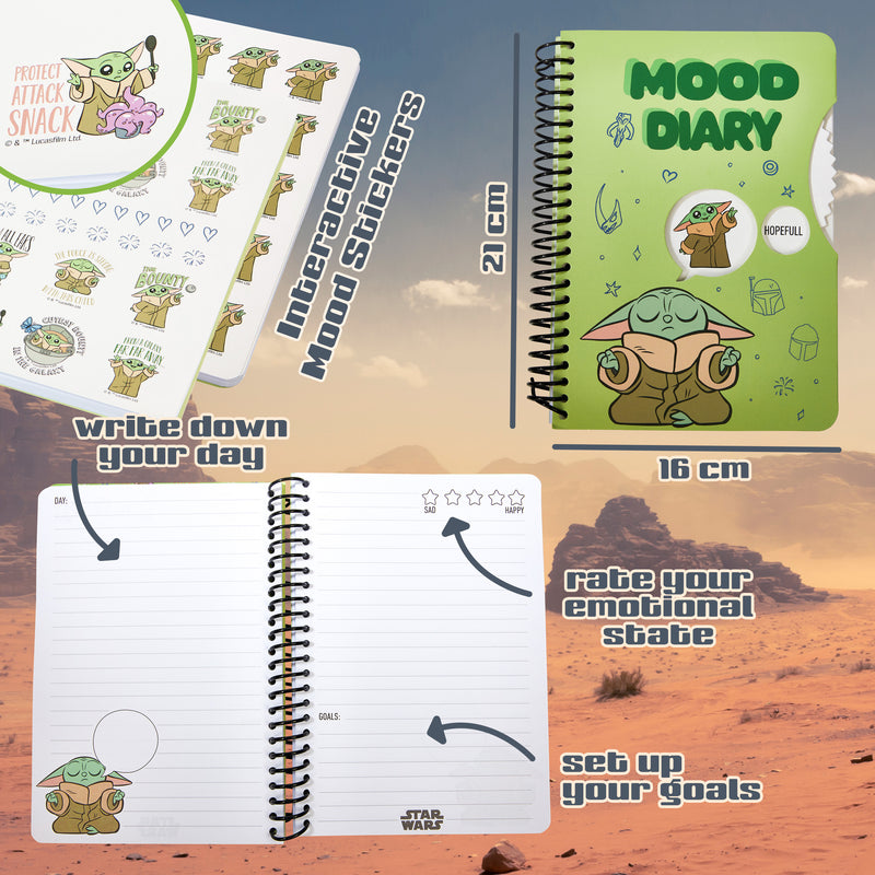 Disney Kids Diary - Baby Yoda Mood Journal with Stickers and Pen