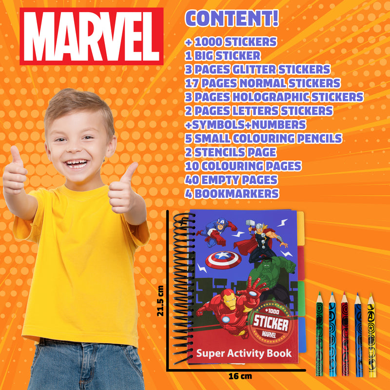 Marvel Boys Sticker Book with Over 1000 Spiderman Stickers - Multi Avengers
