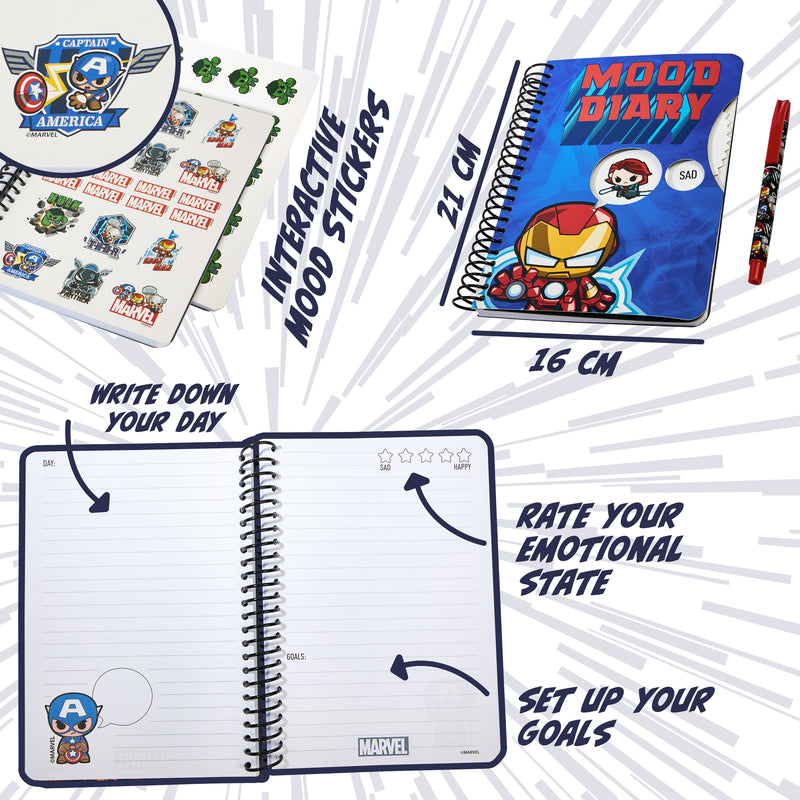Marvel Kids Diary - Irron Man Mood Journal with Stickers and Pen - Get Trend