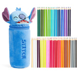 Disney Stitch Pencil Case with 48 Colouring Pencils Included - Blue - Get Trend