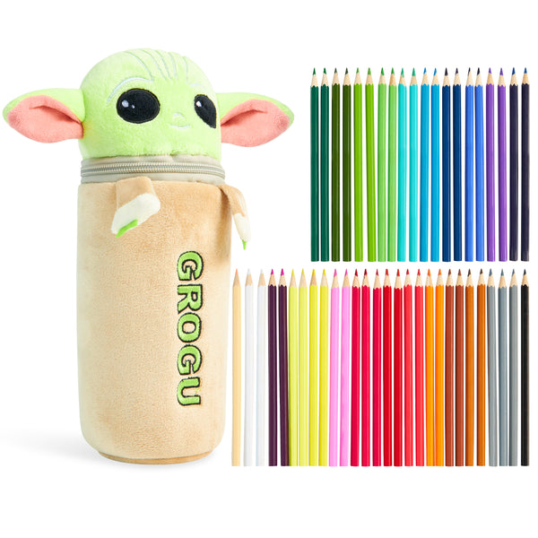 Disney Pencil Case with 48 Colouring Pencils Included -Multi Baby Yoda