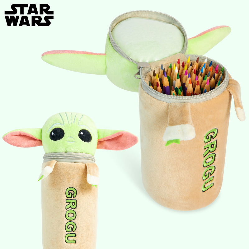Disney Pencil Case with 48 Colouring Pencils Included -Multi Baby Yoda - Get Trend