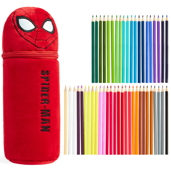 Marvel Pencil Case with 48 Colouring Pencils Included - Red Spiderman