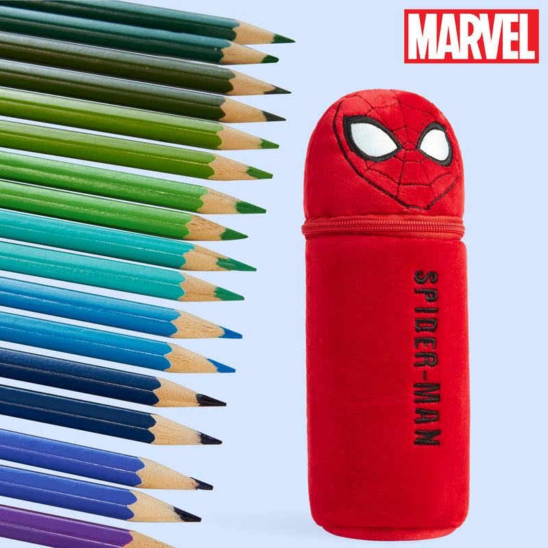 Marvel Pencil Case with 48 Colouring Pencils Included - Red Spiderman - Get Trend