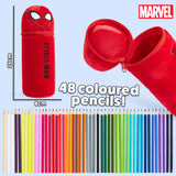 Marvel Pencil Case with 48 Colouring Pencils Included - Red Spiderman - Get Trend