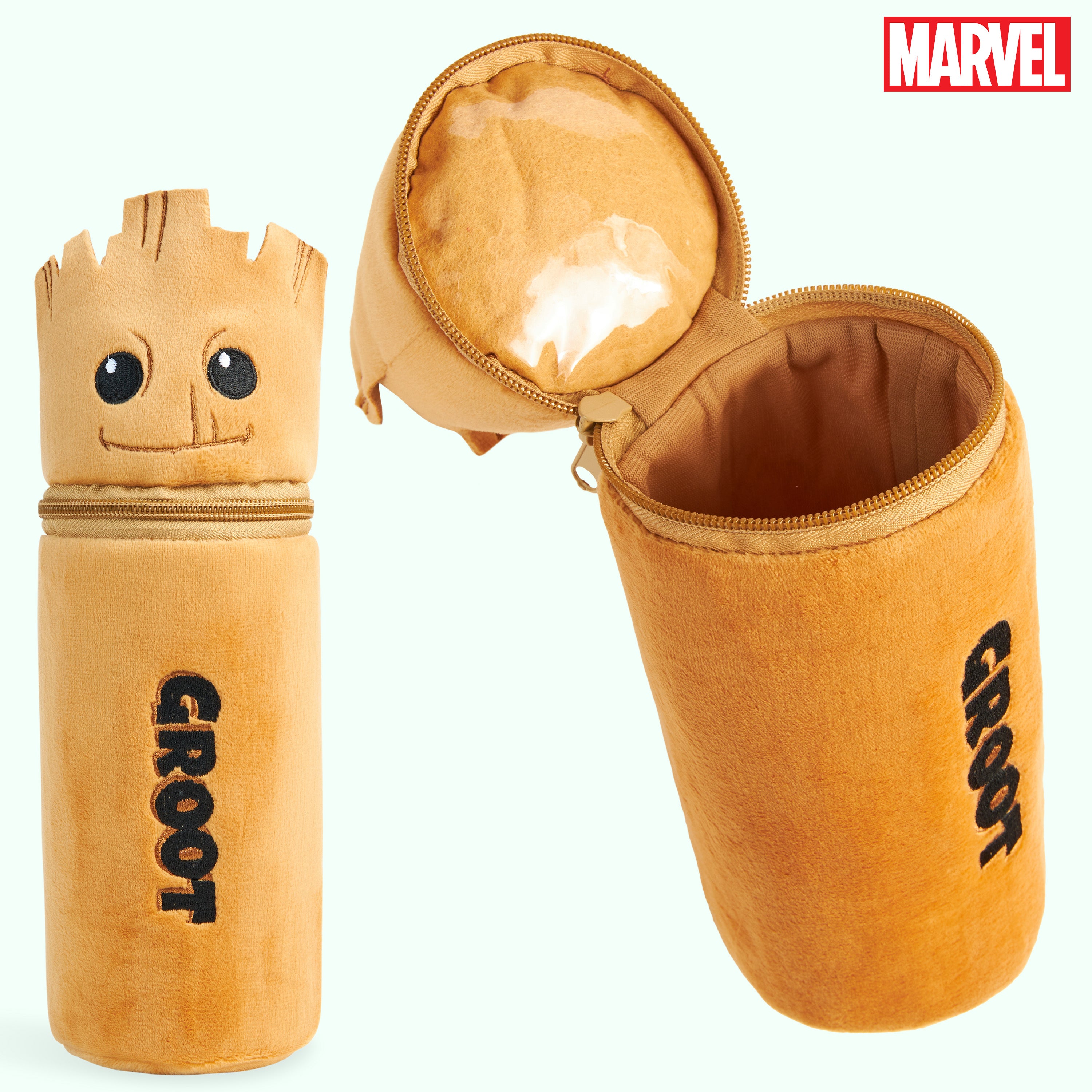 Marvel Pencil Case with 48 Colouring Pencils Included - Brown Groot - Get Trend