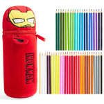 Marvel Pencil Case with 48 Colouring Pencils Included - Red Iron Man - Get Trend