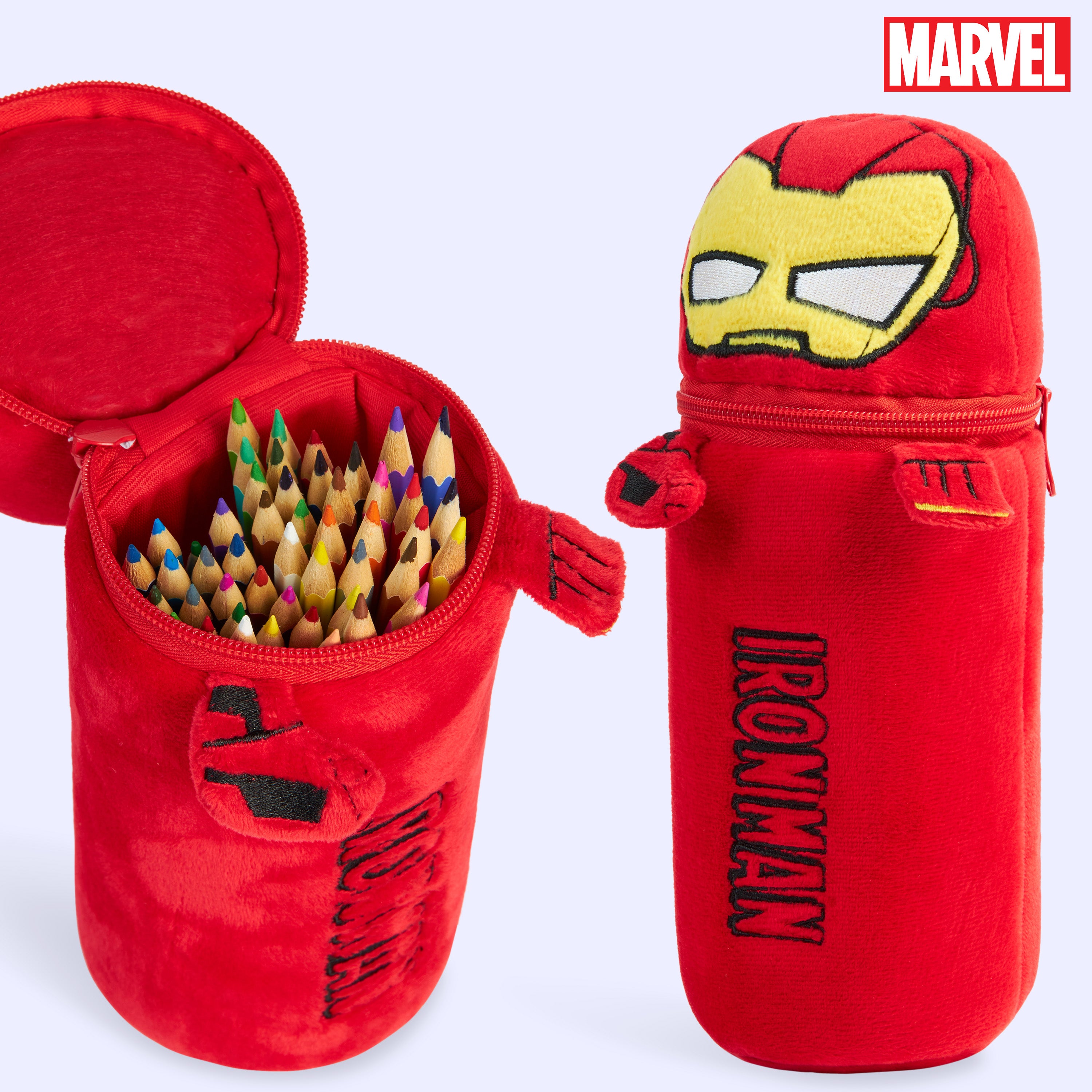 Marvel Pencil Case with 48 Colouring Pencils Included - Red Iron Man - Get Trend