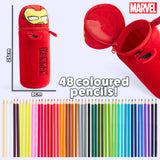 Marvel Pencil Case with 48 Colouring Pencils Included - Red Iron Man - Get Trend