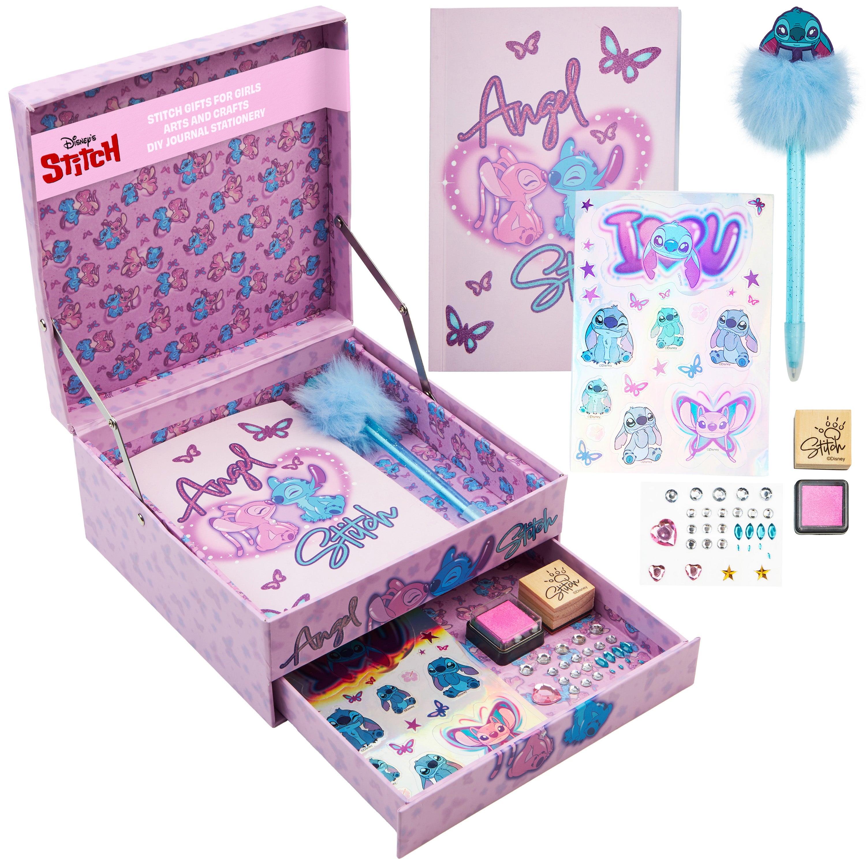 Disney Stitch Notebook Stationery Set Kids Teens Diary DIY Journal Kit - Get Trend