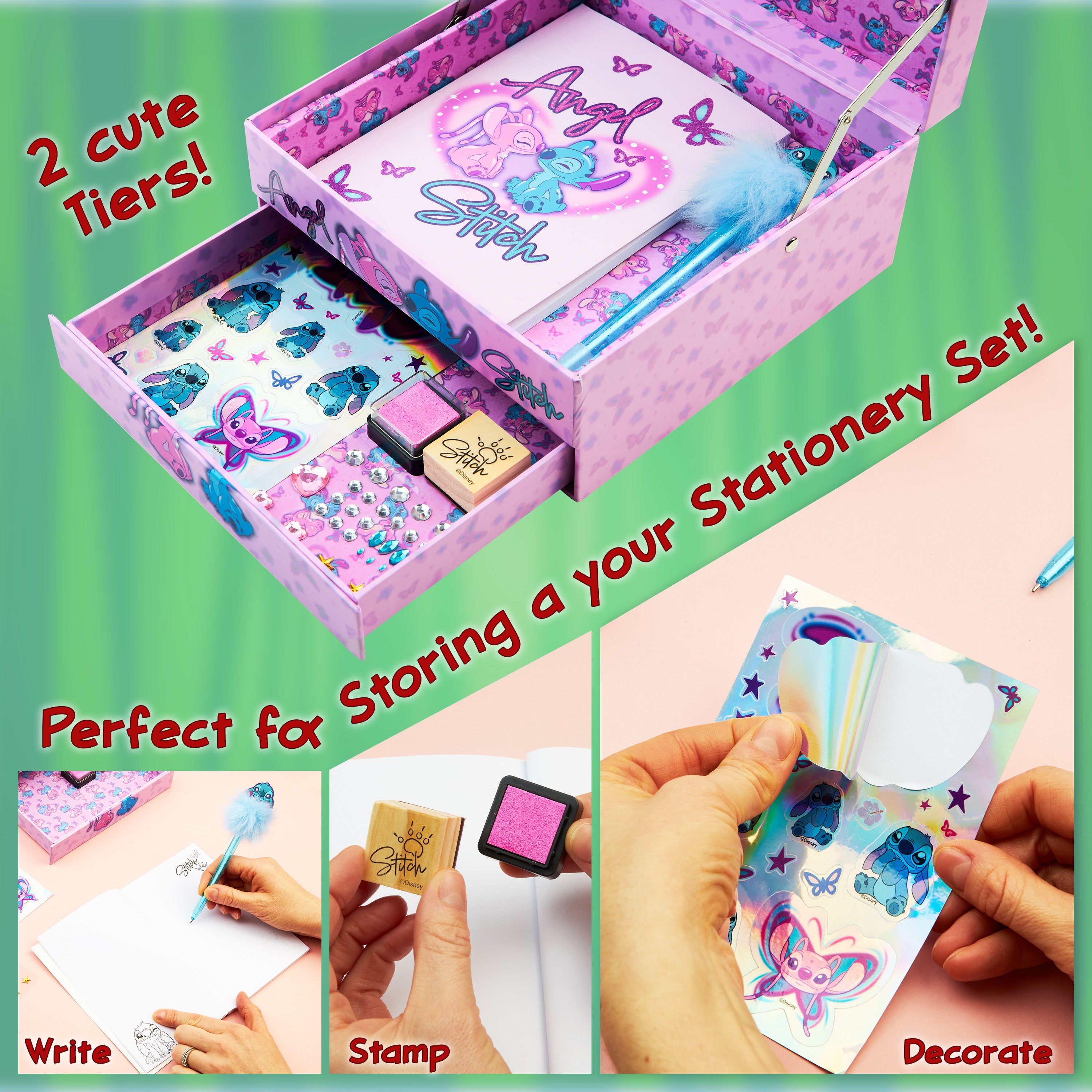 Disney Stitch Notebook Stationery Set Kids Teens Diary DIY Journal Kit - Get Trend