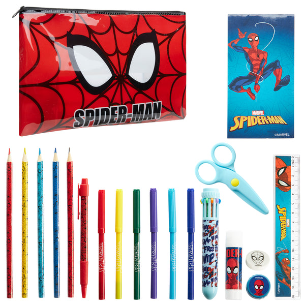 Marvel Spiderman Pencil Case for Kids, Filled Pencil Case with Stationery  Included