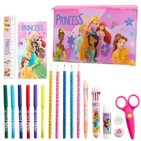 Disney Princess Kids Pencil Case with Cute Stationery Included