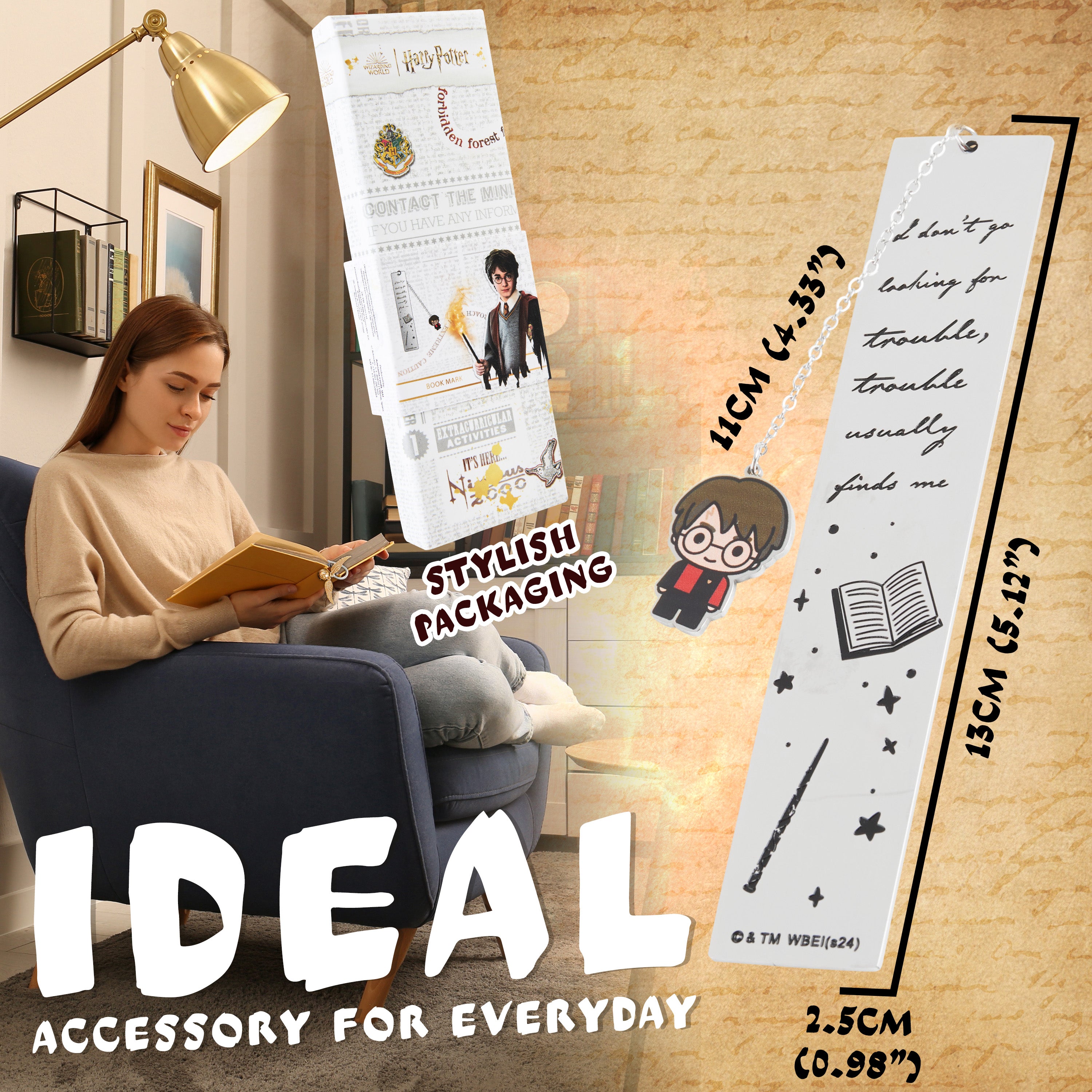 Harry Potter Metal Bookmark Gift Box with Hanging CharmSchool Uni Reading Teacher Gifts (Harry Potter) - Get Trend