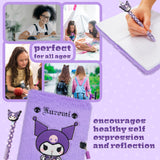 Hello Kitty Kuromi A5 Lockable Diary and Pen, Stationery Set - Gifts for Her (Purple)