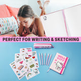 Get Trend Hello Kitty Sanrio Pencil Case Notebook Stickers and Pens Kawaii Stationery Set