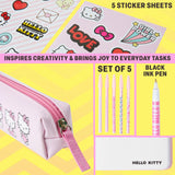 Get Trend Hello Kitty Sanrio Pencil Case Notebook Stickers and Pens Kawaii Stationery Set