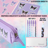 Get TrendKuromi Pencil Case Notebook Stickers and Pens Kawaii Stationery Set