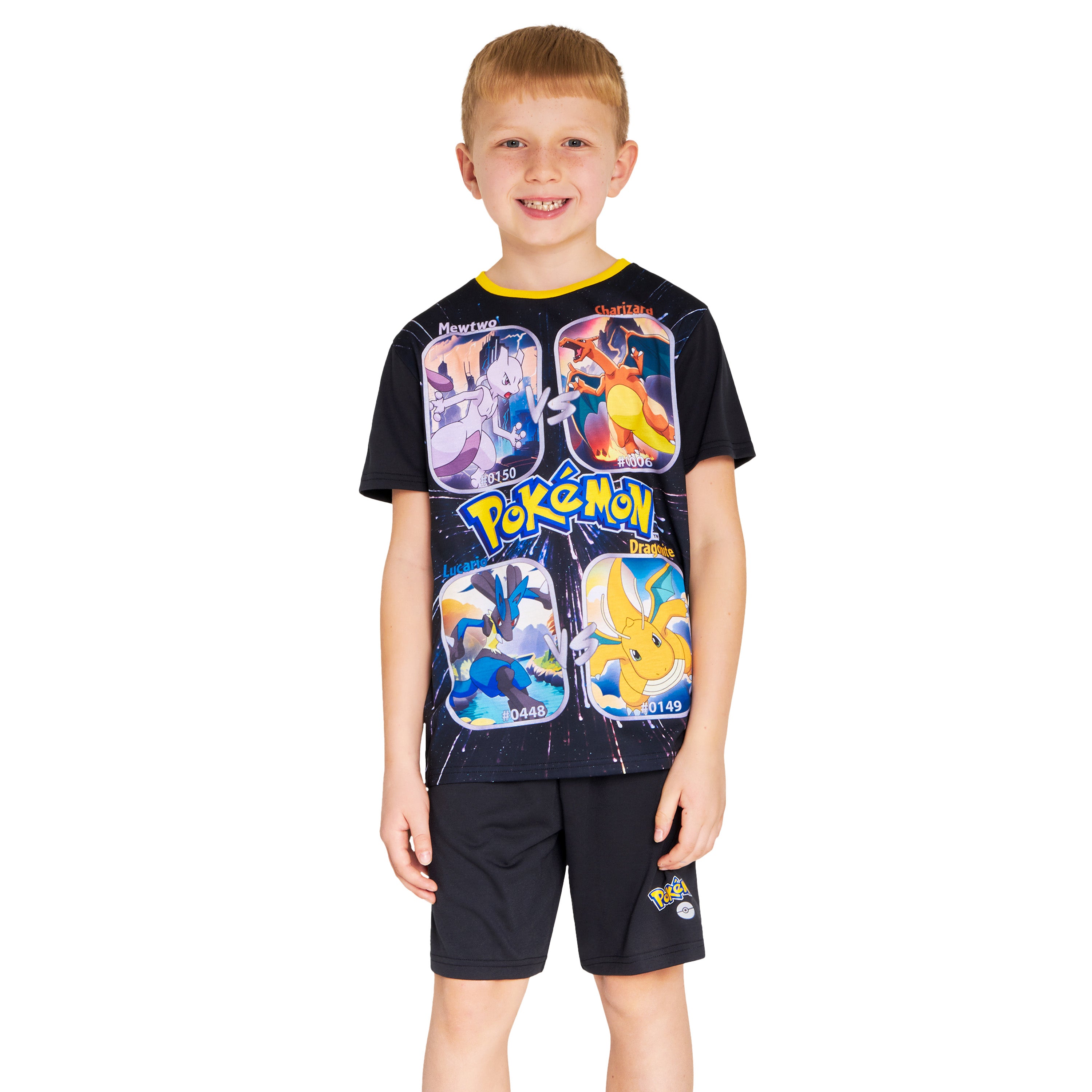 Pokemon Boys Short Pyjamas Set, Breathable Lounge Wear - Black/Yellow - Get Trend