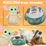 Disney Baby Yoda Dog Toy and Food Bowl Set, Squeaky Soft Toy Non Slip - Dog Gifts