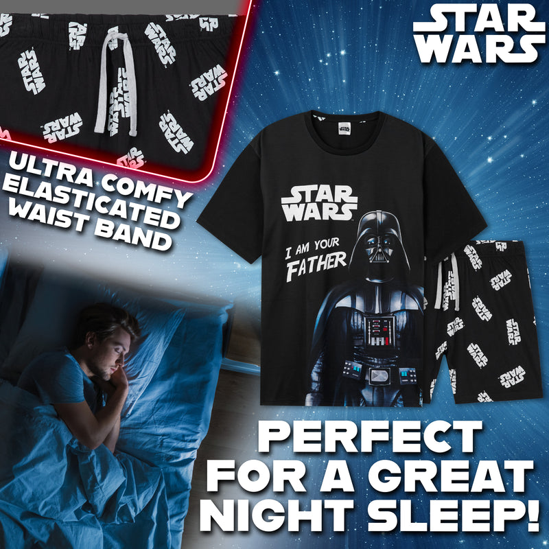 Disney Star Wars Mens Short Pyjamas Set, Dad Loungewear - Darth Vader - Get Trend