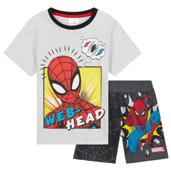 Marvel Boys Short Pyjama Set, Soft Breathable Lounge Wear - Spiderman