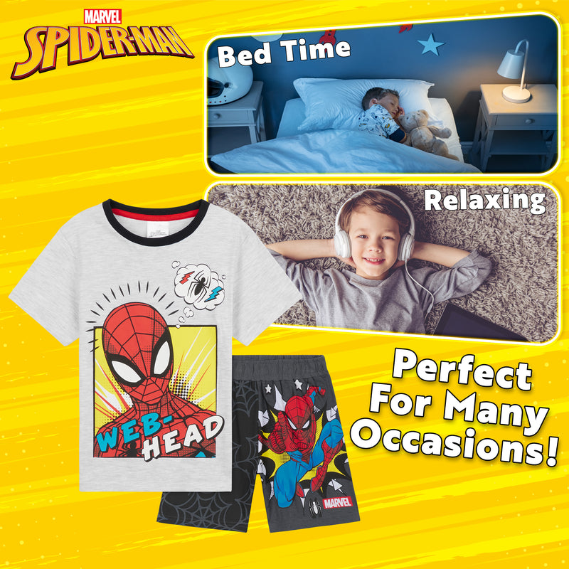 Marvel Boys Short Pyjama Set, Soft Breathable Lounge Wear - Spiderman - Get Trend