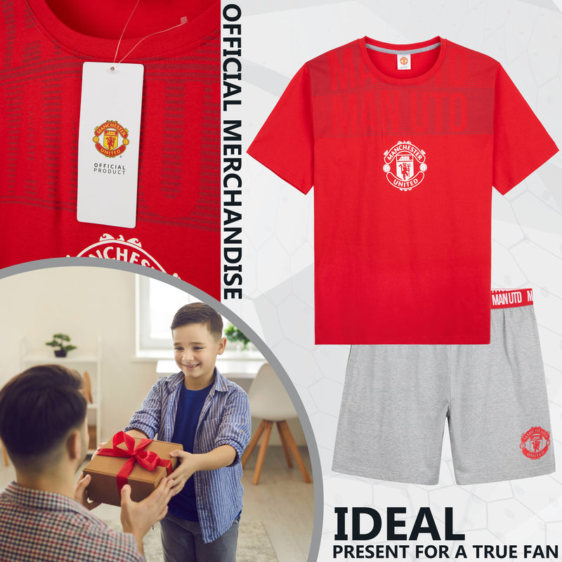 Manchester United Short Pyjama for Boys (UK, Age, 11 Years, 12 Years, Regular, Red/Grey)