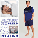 Chelsea Mens Pyjamas Set, 2 Piece T-Shirt and Short PJs - Navy/Black - Get Trend