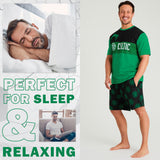 Celtic F.C. Mens PJs Sets, Shorts & T-Shirt Pyjama Set for Men - Green/Black - Get Trend