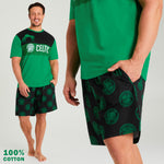 Celtic F.C. Mens PJs Sets, Shorts & T-Shirt Pyjama Set for Men - Green/Black - Get Trend