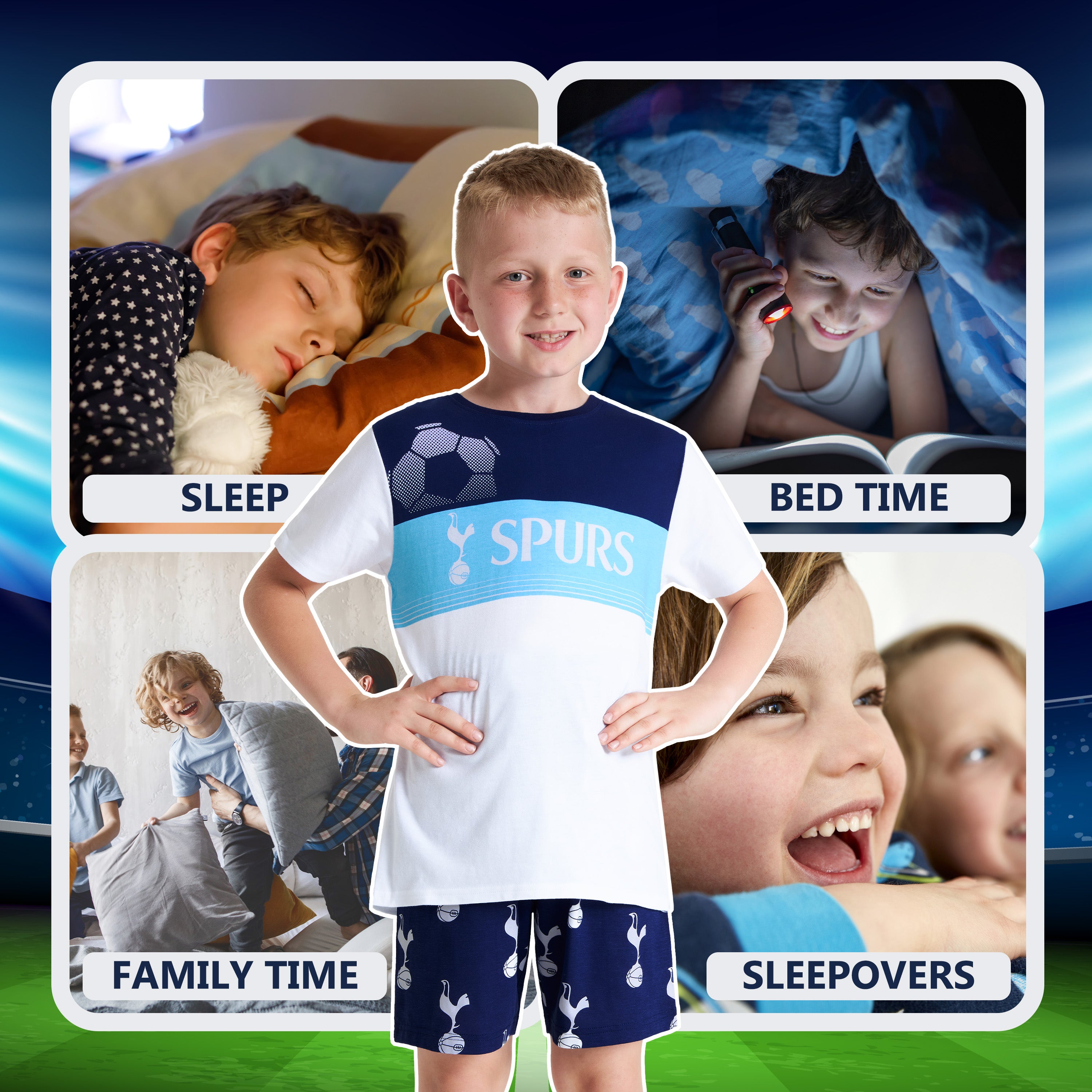 Tottenham Hotspur F.C. Boys Short Pyjamas Sets, Cotton Lounge Wear - Spurs Gifts - Get Trend